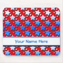 Estrelas brancas azuis no vermelho