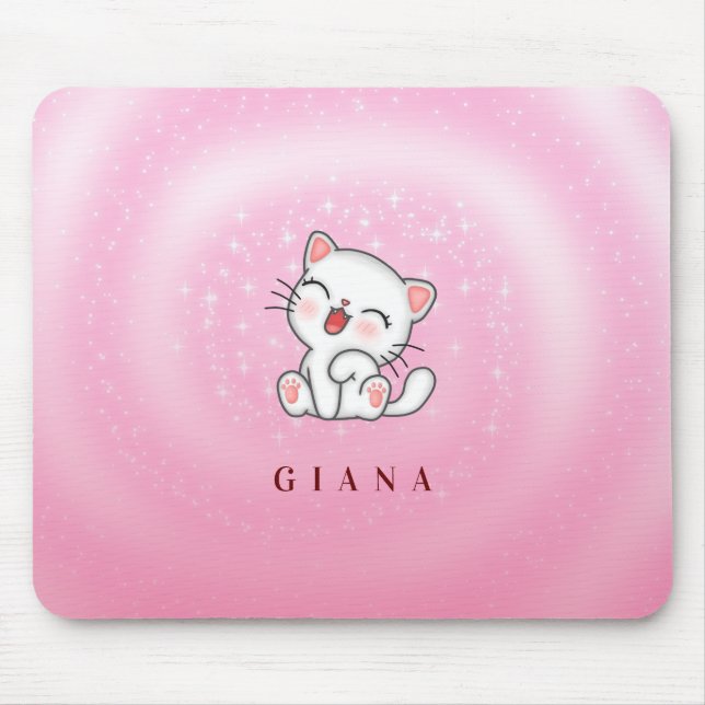 Mousepad Estrelas Brancas de Gato Monograma (Frente)