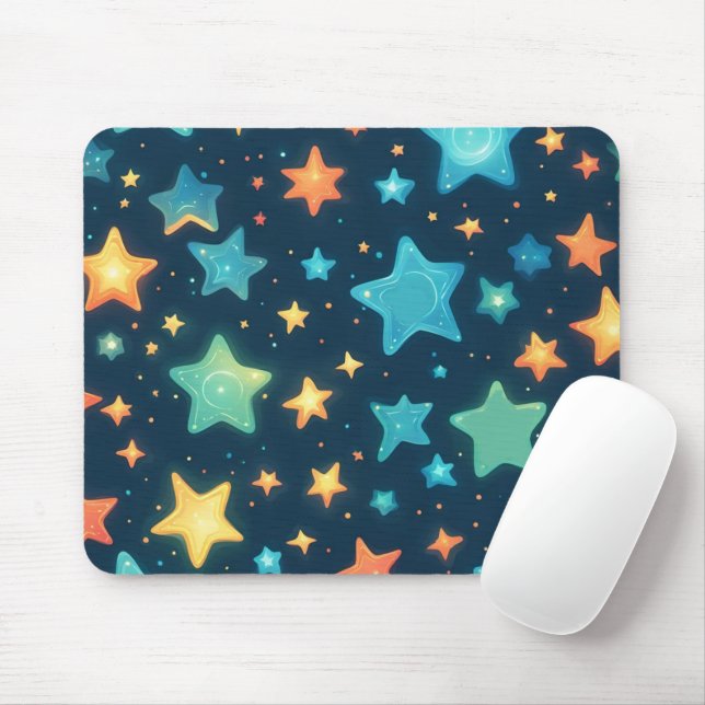 Mousepad Estrelas brilhantes fofas em azul (Com mouse)
