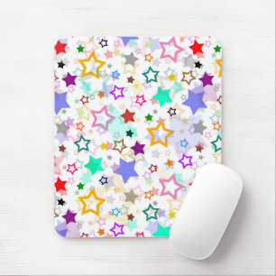 Mousepad Estrelas Coloridas Brancas