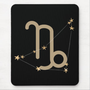 Mousepad Estrelas da constelação de zodipo preto de Capricó