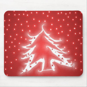 Mousepad Estrelas de Árvore de Natal brancas brilhantes no 