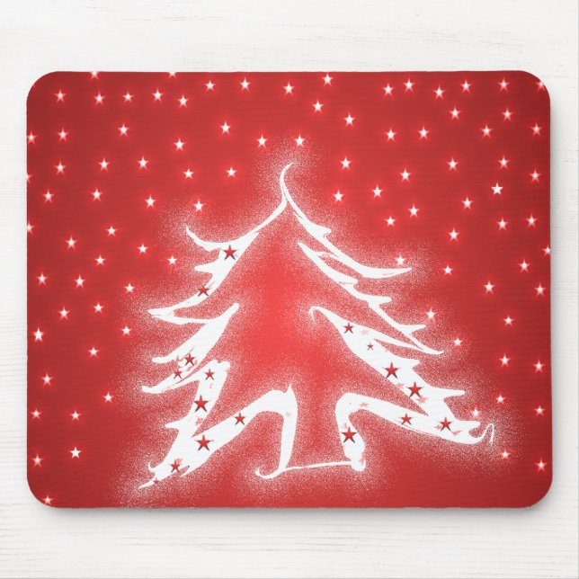 Mousepad Estrelas de Árvore de Natal brancas brilhantes no  (Frente)