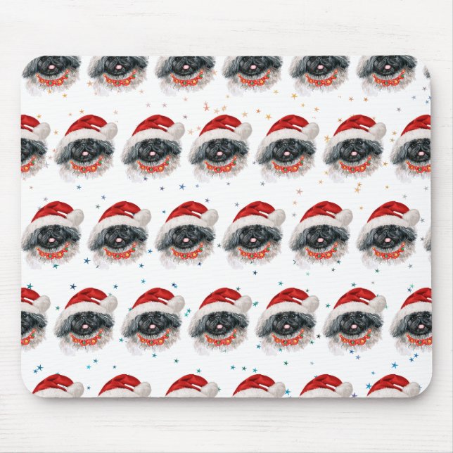 Mousepad Estrelas de Natal da Raça Canina Pekingese (Frente)