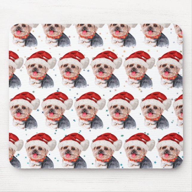 Mousepad Estrelas de Natal da Raça Canina Yorkshire Terrier (Frente)