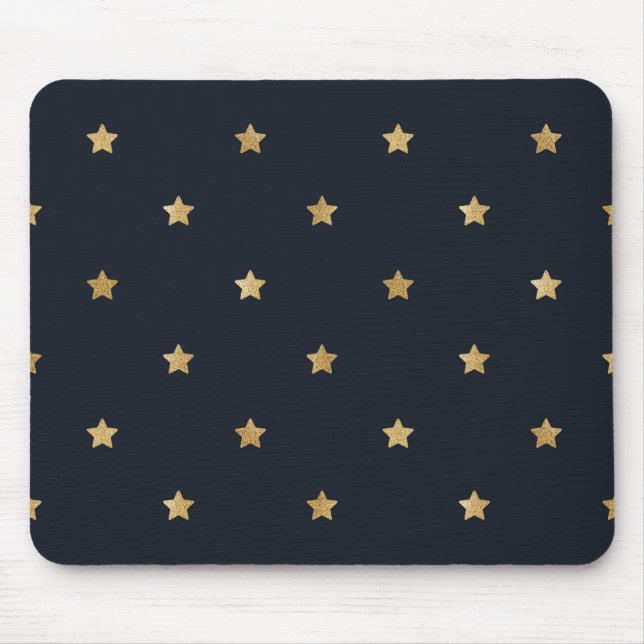 Mousepad Estrelas de ouro em Preto da Meia-Noite (Frente)