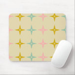 Mousepad Estrelas do método do meio século nas cores da vin<br><div class="desc">Um padrão moderno de meio século giro de estrelas retrorreflectoras em uma paleta colorida de cor rosa,  amarela e azul.</div>