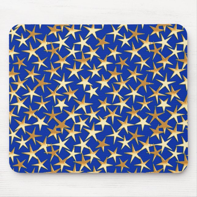 Mousepad Estrelas Douradas em azul cobalto (Frente)