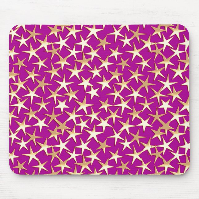 Mousepad Estrelas douradas em roxo ametista (Frente)