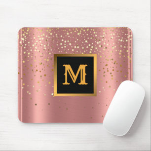 Mousepad Estrelas Douradas Rosa, Luminosas Luminosas, Monog