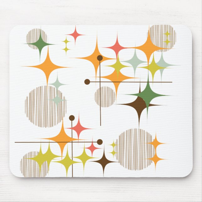 Mousepad Estrelas e Globos Moderno de Meados do Século (Frente)