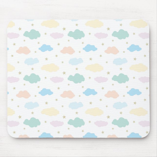 Mousepad Estrelas e Nuvens de Pastel (Frente)