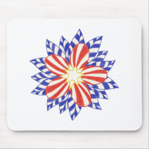 Mousepad Estrelas e Stripes Mocas Flores Patrióticas