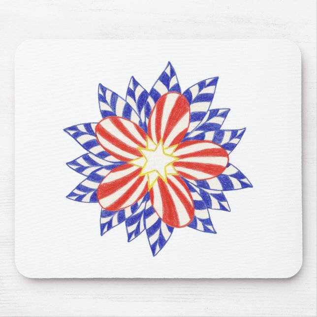 Mousepad Estrelas e Stripes Mocas Flores Patrióticas (Frente)