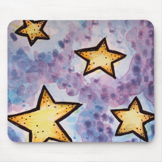 Mousepad Estrelas noturnas em aquarela (Frente)