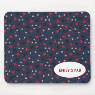 Mousepad estrelas patrióticas em azul com nome