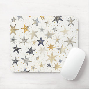 Mousepad Estrelas Prata Dourado Azul