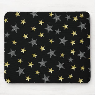 Mousepad Estrelas Prateadas e Douradas Estrela Negra de Hol
