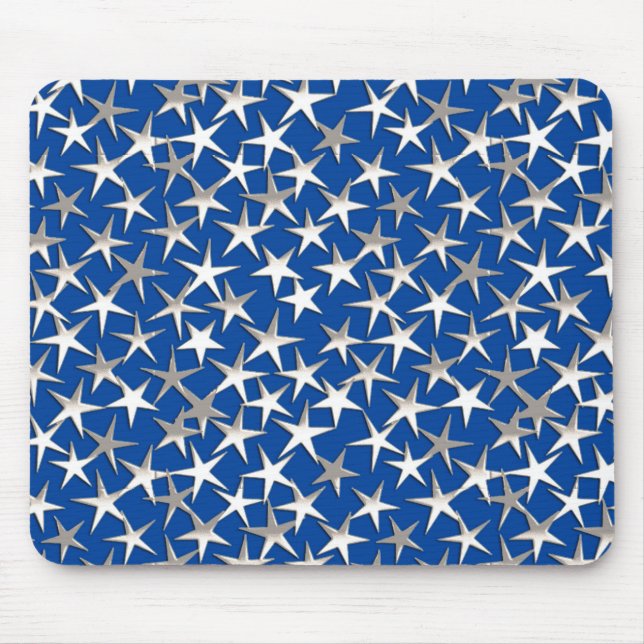 Mousepad Estrelas prateadas em azul cobalto (Frente)
