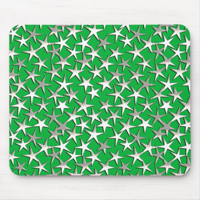 Mousepad Estrelas prateadas em verde esmeralda (Frente)