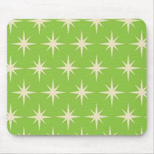 Mousepad Estrelas retro atômicas em padrão sobre verde lima