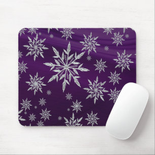 Mousepad Estrelas roxas do Natal com o cristal de gelo