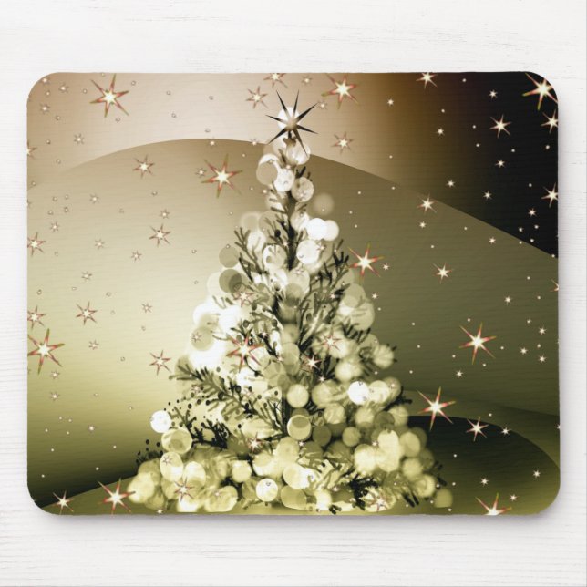 Mousepad Estrelas Shinle Sparkle da Árvore do Ouro de Natal (Frente)