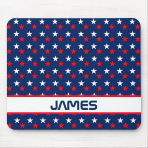 Mousepad Estrelas Vermelhas e Azuis Patriotas Personalizada