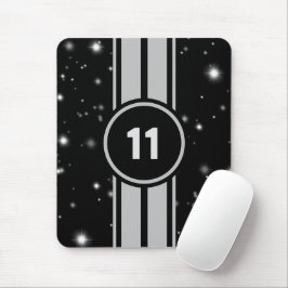 Mousepad Estrelo de faixas de corridas pretas e prateadas