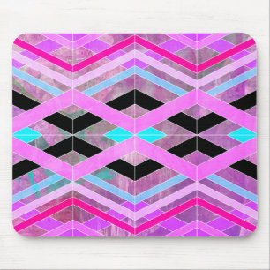 Mousepad Estrias Geométricas de Pia Rosa Púrpura e Aqua