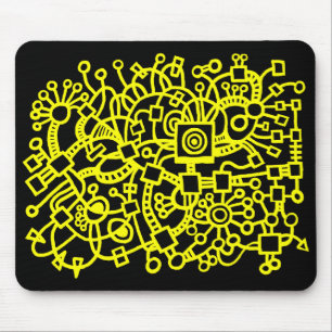 Mousepad Estrutura abstrata - amarelo no preto