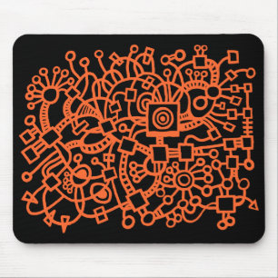 Mousepad Estrutura abstrata - laranja do outono no preto