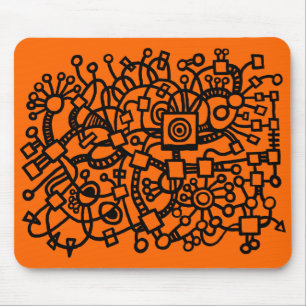Mousepad Estrutura de Abstrato - Preto em Laranja