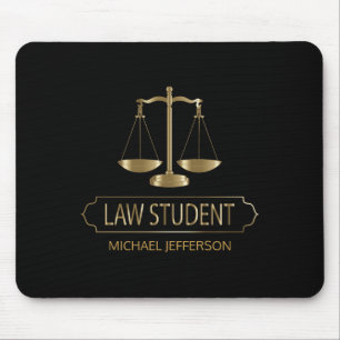 Mousepad Estudante de Direito - preto e ouro