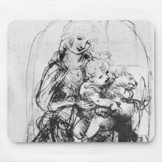 Mousepad Estude para Madonna com um gato, c.1478-80 (Frente)