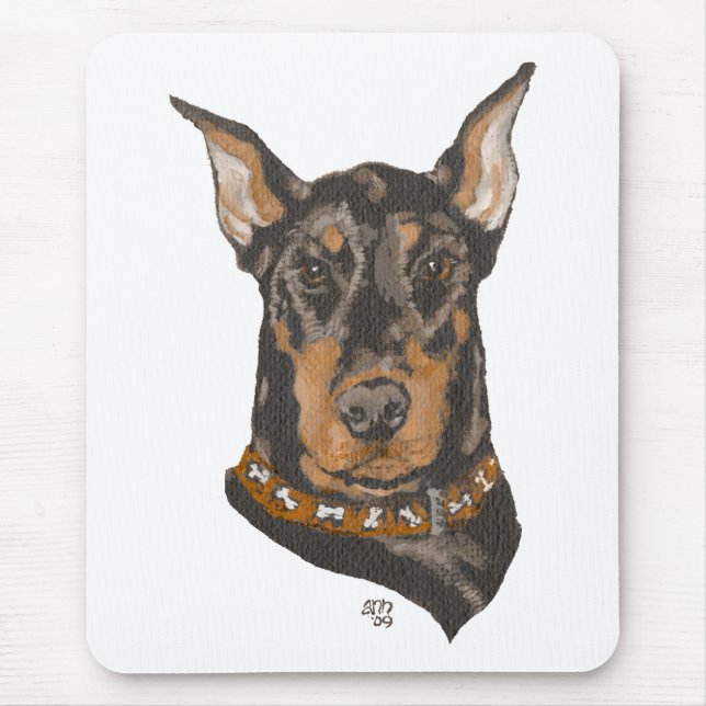 Mousepad Estudo da Cabeça do Doberman Pinscher (Frente)