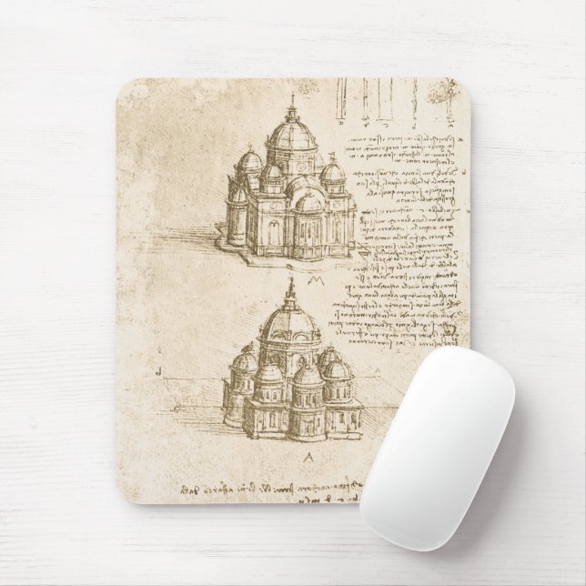 Mousepad Estudo da Catedral Arquitetônica de Leonardo da Vi (Com mouse)