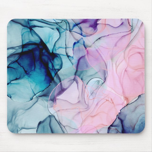 Mousepad Etereo Rosa Violeta Azul Turquesa Tinta Moderno Gl (Frente)