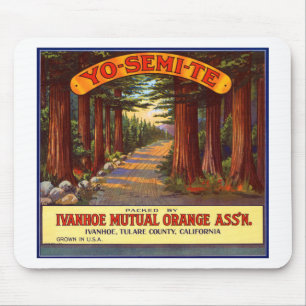Mousepad Etiqueta alaranjada de Yo-Semi-Te do vintage
