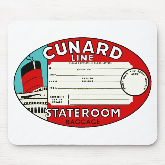 Mousepad Etiqueta de Bagagem de Cunard Line (Frente)