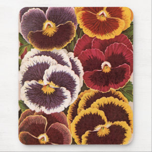 Mousepad Etiquetas de Pacotes de Sementes Antigas, Flores d