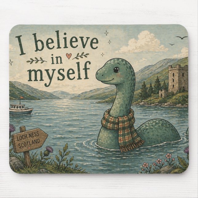 Mousepad Eu acredito em mim mesmo Loch Ness Monster caprich (Frente)