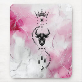 Mousepad Eu Acredito em Mim Símbolo Pink Marble Trader