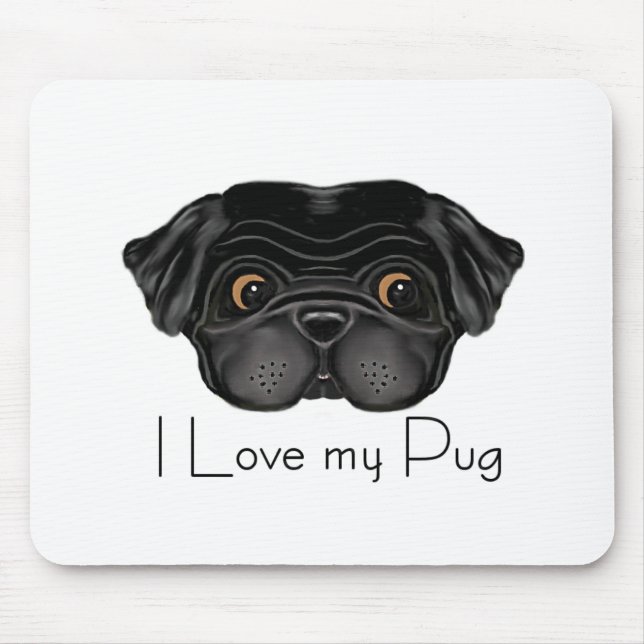 Mousepad Eu adoro a minha citação de amor e cãozinho preto (Frente)