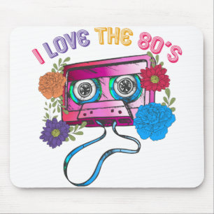Mousepad Eu adoro a música vintage da cassete dos anos 80