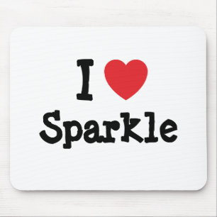Mousepad Eu adoro Camiseta do coração de Sparkle