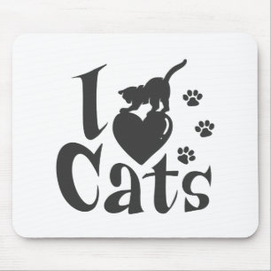 Mousepad Eu adoro gatos - Escolha a cor de fundo