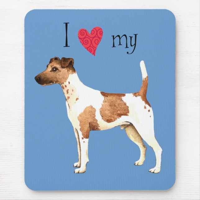 Mousepad Eu adoro meu suave terrier de raposa (Frente)