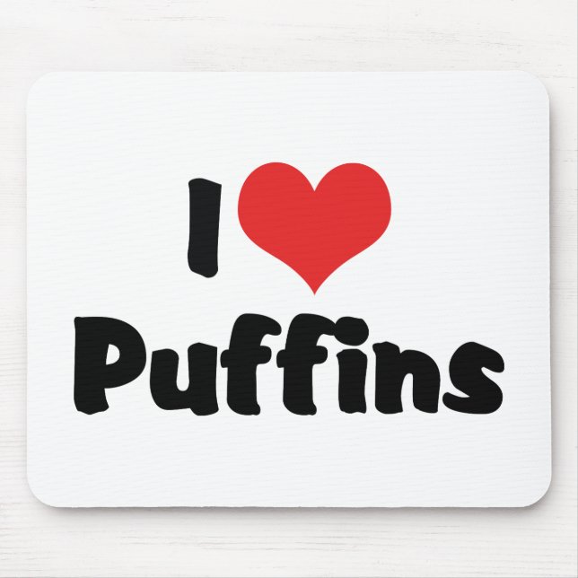 Mousepad Eu Adoro Puffins Cardíacos (Frente)