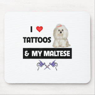 Mousepad Eu Adoro Tatuagens E Meu Cachorro Maltipoo Pai Mãe